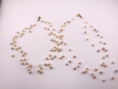 Two 3 sting sets of pearls with 14ct gold clasps.