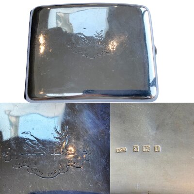 A heavy hallmarked silver cigarette case, marked for Birmingham 1908. 163g.