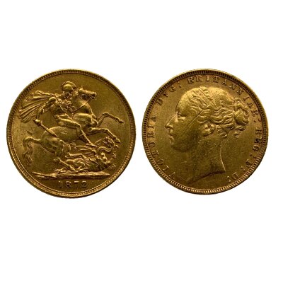 A Queen Victoria 1872 full sovereign.