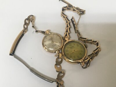 A Ladies 9carat gold Rotary watch with conforming 9carat gold strap and one other ladies Gold Rotary watch (2)
