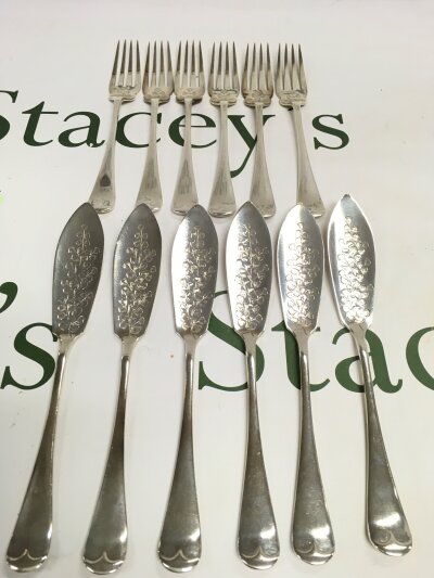 A set of six Victorian fish knives and forks