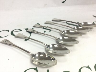 Six Victorian silver hallmarked spoons, total weight 245g