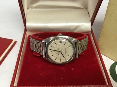 A boxed Omega Constellation watch with paperwork. All original.
