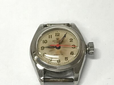 A Rolex Oyster Precision chrome watch. No strap and not seen running. Circa 1960s approximately 24mm case