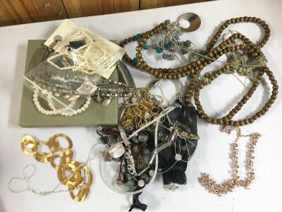 A collection of costume jewellery including bracelets, necklaces etc