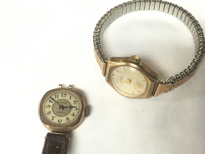 Two vintage 9 carat gold cased watches Claridge and Moeris for spares or repairs