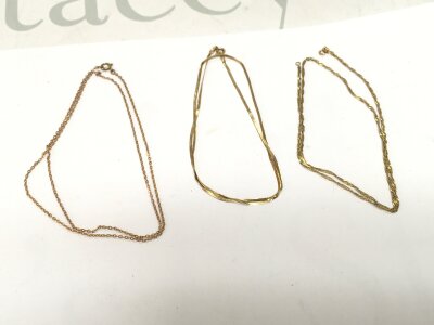 Three 9ct gold chains. 5.83g total