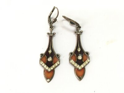 A pair of silver art deco style earrings.