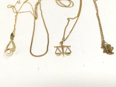 Four 9ct gold chains