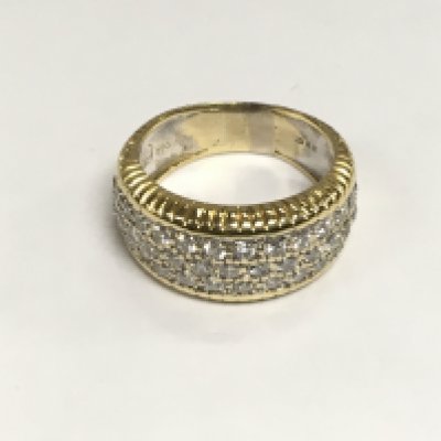 An 18ct gold pave set diamond ring, approx 7.4g and approx size K-L