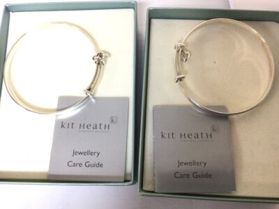 Two Silver expandable bracelets with heart pendant's maker Kit Heath  boxed.