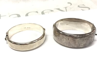 Two hallmarked silver bangles, 65g