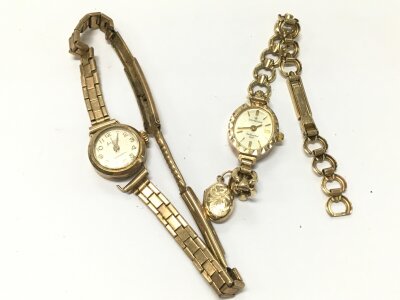 Two 9ct gold ladies wristwatches Accurist and Sovereign. Total weight 24.7g