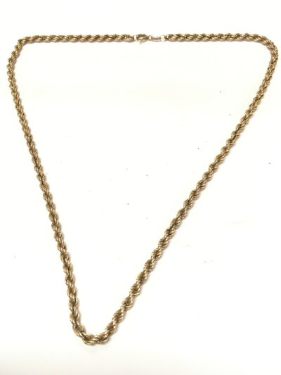 A 9ct gold rope chain necklace, 7.7g total weight