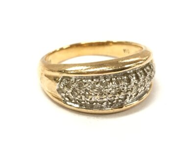 A 9ct gold pavé set diamond ring, size L. 3.9g