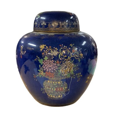 A Carlton Ware Royal blue ginger jar with orientalist design, H.25cm.- NO RESERVE