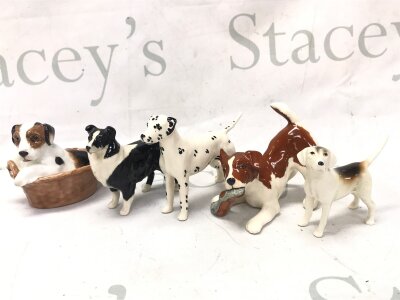 Five porcelain dog figures, Beswick and Royal Doulton