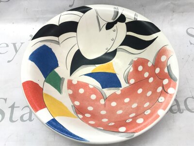 An Angela Atkinson ceramic bowl. 32cm wide 11cm tall