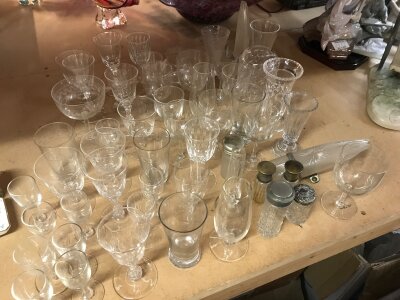 A collection of glassware including Edwardian , Victorian and some later (two boxes)
