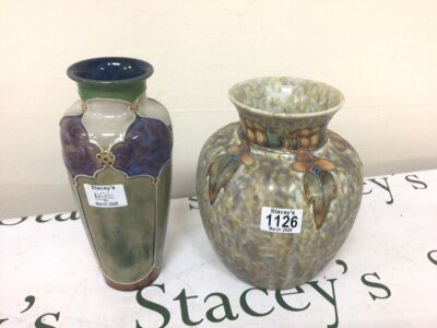 A Royal Doulton stoneware vase and a Cranston pottery vase no obvious damage or restoration (2)