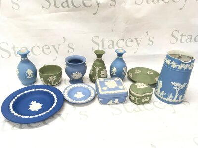 A Collection of Wedgwood ceramics , trinket boxes, vases , dishes etc