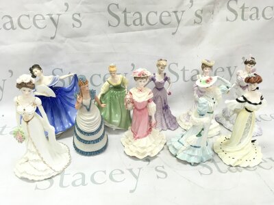 A Collection of ten ceramic Coalport and royal Doulton figures (10) with certificates