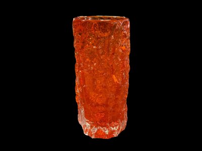 A Whitefriars Tangerine bark vase, 19cm.