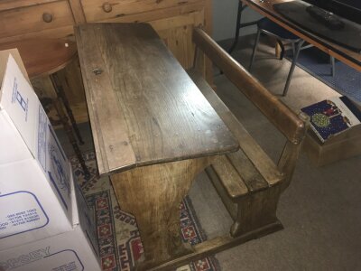 A vintage oak child's desk, 74cm tall, 108cm wide ,67cm long- NO RESERVE