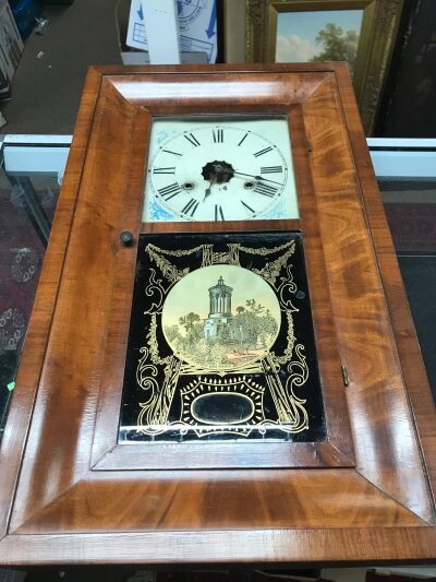 Jerome & Co 30 Hour parlour clock with "burns monument" design. 39cm wide 12cm deep 66cm tall