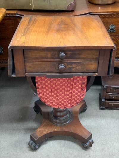 A small William IV rosewood sewing table / work box.