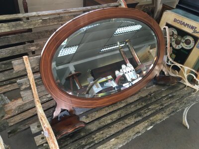 An Art Nouveau overmantel mirror, approx width 104cm.