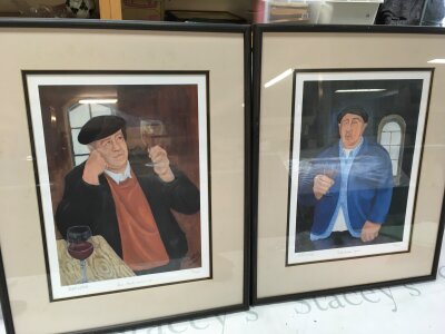 A pair of Margaret Loxton pencil signed limited edition of 500 prints- Reni Claude Connoisseur and Pierre Gaston Vigueron . Frame sizes 42x52cm