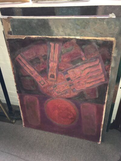 A collection of unframed Albert Harold Palmer (1911 - 1985 ) paintings including nudes, abstract etc. Artist and teacher, born in Northamptonshire, who studied art part-time, then full-time at Grimsby School of Art, 1923 - 9, worked in a London commercial art studio, 1929 - 33, then attended Royal College of Art, 1933 - 6. In 1938 he received a Travelling Scholarship from the College, also a Gold Medal. After copying House of Commons murals for the World Trade Exhibition in New York, 1938 - 9, Palmer from 1939 - 45 served in the Camouflage Corps, then spent 1947 - 9 in a tuberculosis sanatorium in Switzerland. He was on the staff of Maidstone Art School, 1950 - 4, from 1954 - 62 was lecturer in painting at Gravesend Art School, then acting principal; and was head of art and craft at Gravesend Adult Education Centre, 1962 - 77. From 1977 - 85 painted full-time at his own studio gallery in central London.