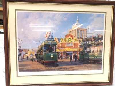 A mounted and framed print of "The Kursaal 1920" Southend on sea By Robin Pinnock signed and numbered 108 of 750. Frame size 30x24 inches