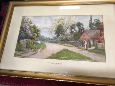 An English framed watercolour Welford on Avon, signed John.H.Tyson. Frame size 44x31cm