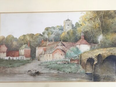 Two framed watercolours, English rural scenes. Dimensions 47x36cm  44x30cm