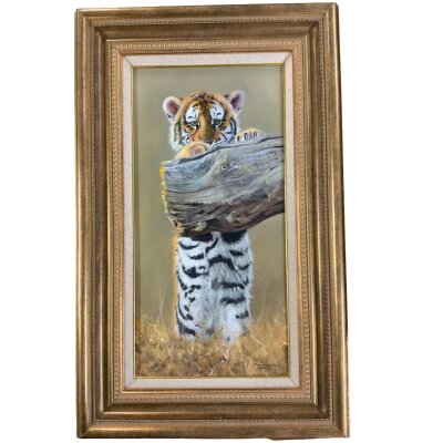 Pip McGarry, 1955 - Present, original oil on canvas, titled “Standing tall”, 51cm x 25.5cm. Signed and dated 2006. (Measurements of canvas only).