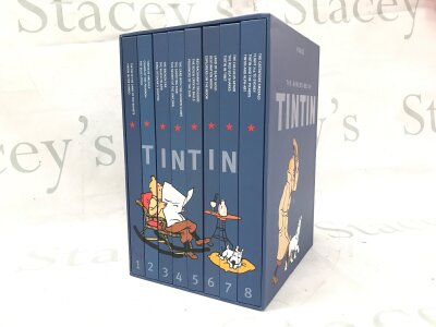 A Tin Tin Hergé boxed set, 8 books.