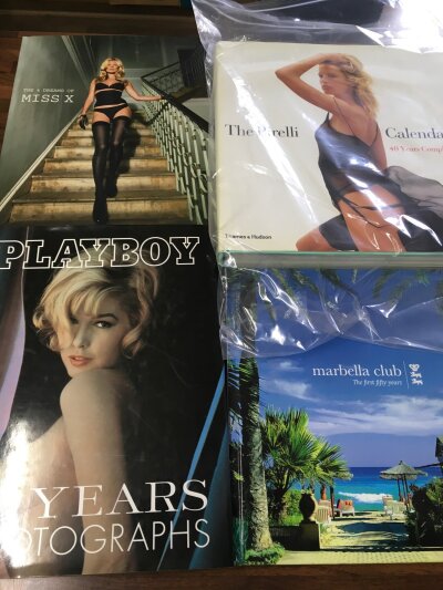 Four books including The Pirelli calendar 40; years complete, The Dreams of Miss X , Play Boy and Marbella club