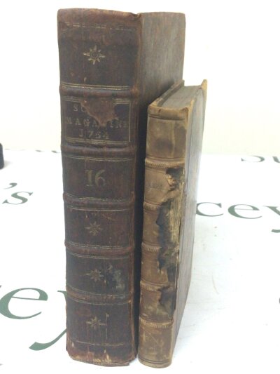 An 18th century leather bound Vol XVI The Scottish Magazine 1754. Published by W Sands A Murray and Jim Cochran and one other book Hammermen of St Andrew 1884 (2)