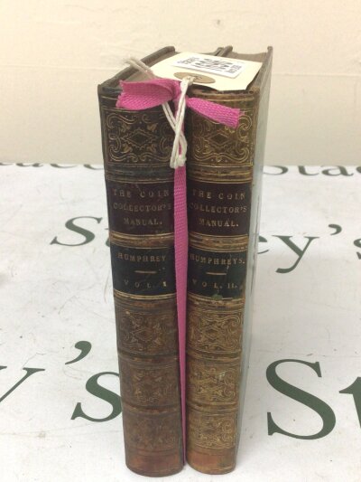 Two Vol leather bound books The Coin collectors manual by H Noel Humphreys 1853. Good tooled leather bindings and some black and white illustrations (2)