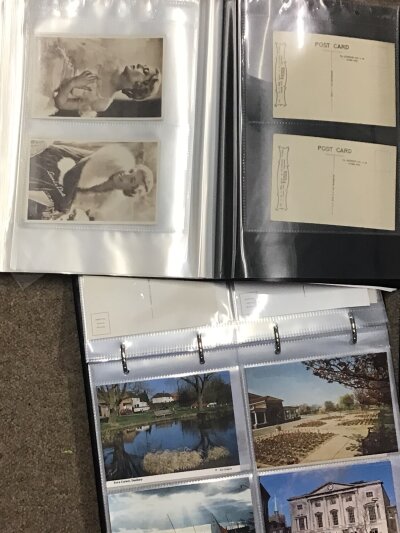 A box containing a mixed collection of postcards Vintage film stars and later postcards.