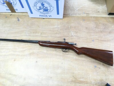 A Webley and scott .410 bolt action. 45.25inches overall length.serial number 52429


Please note that a shotgun license is required to purchase this lot. Viewing and collection is by appointment only.