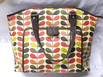Orla Kelly Classic multi stem zip messenger bag , featuring the iconic multi coloured leaf pattern and leather trims- NO RESERVE