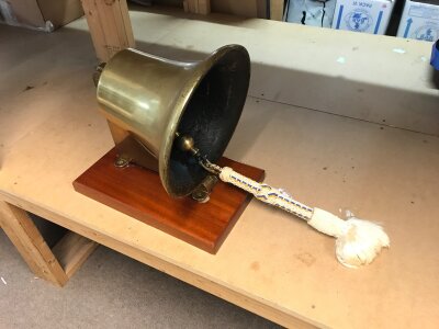 A Bramley Moore ships bell. Bell approximately 30cm tall 30cm wide