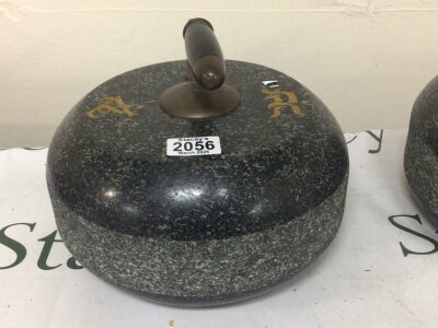 Two possible late 19th century curling stones made of dence Scottish granite. With the initials A R. (2)