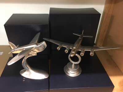 A pair of chrome Art Deco style desk weights in the form of aircraft- NO RESERVE