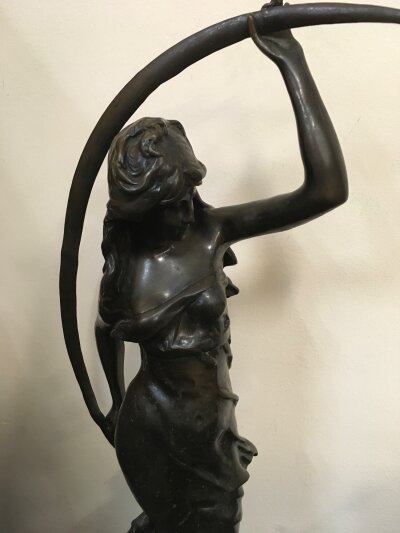A  Art Nouveau bronze figure Aurore by Auguste Moreau  60 cm .