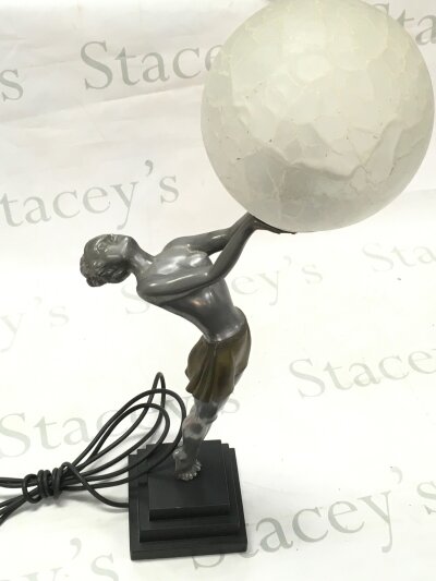 An art deco style chrome finished lady Lamp.56cm tall