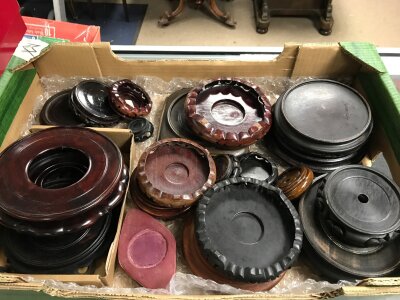 Twenty Chinese wooden vases stands , some 19th century , some A/F